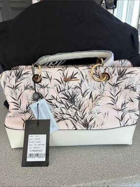 Blumarine Pink Floral Tote with Cream Base